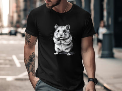 Adorble Hamster Pencil Sketch Artistic T-Shirt