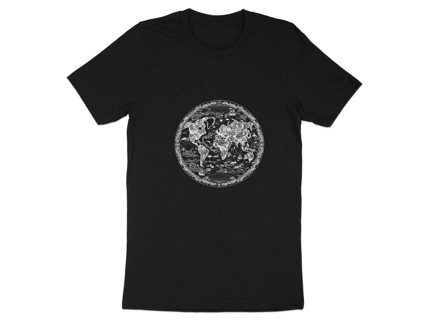 Vintage Circular World Map Graphic T-Shirt