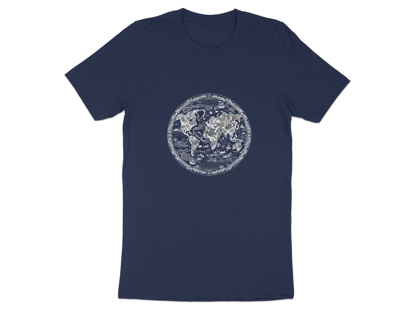 Vintage Circular World Map Graphic T-Shirt