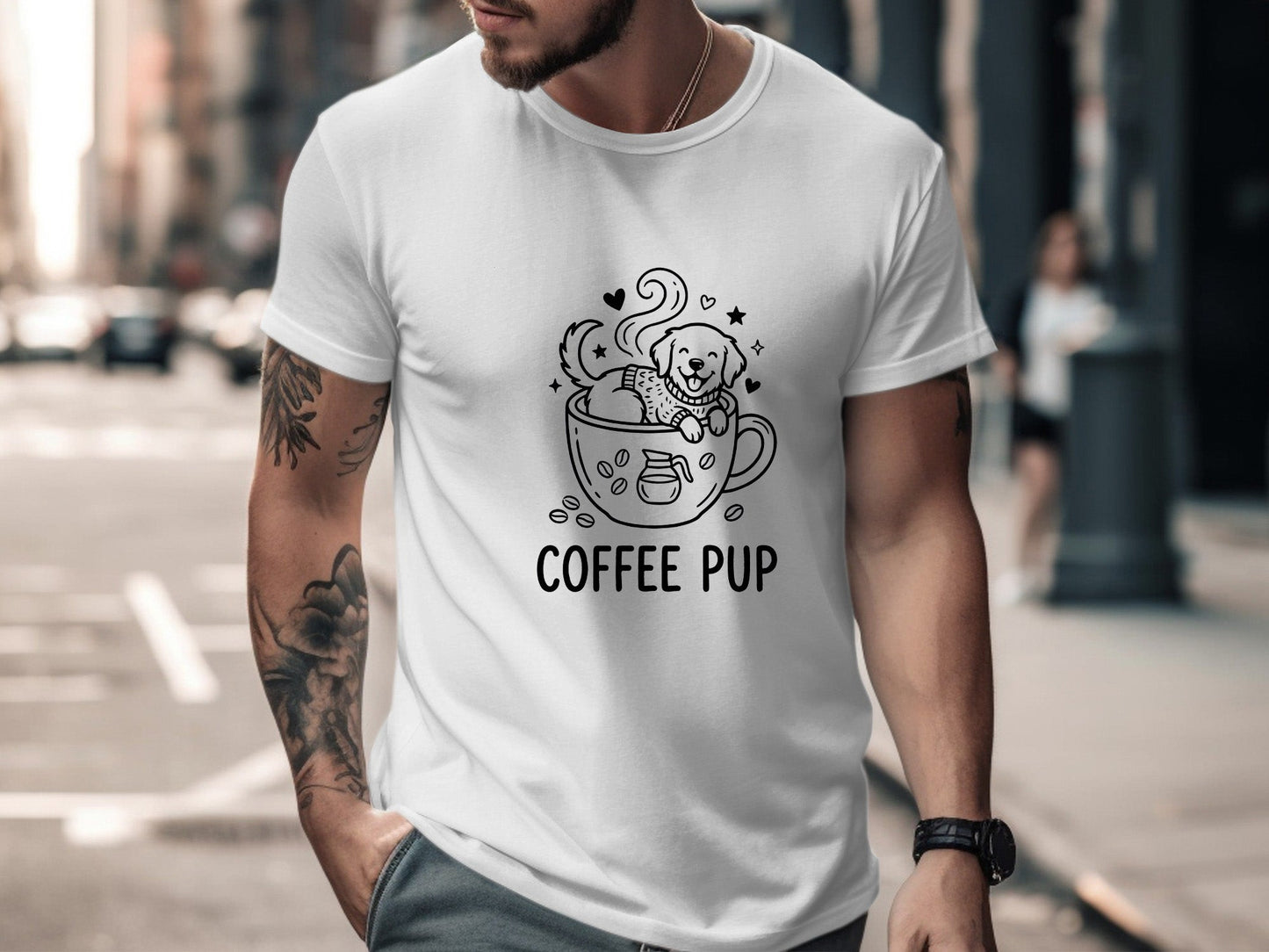 Coffee Pup Dog Graphic T-Shirt