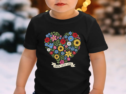 Grow With Love Floral Heart White T-Shirt