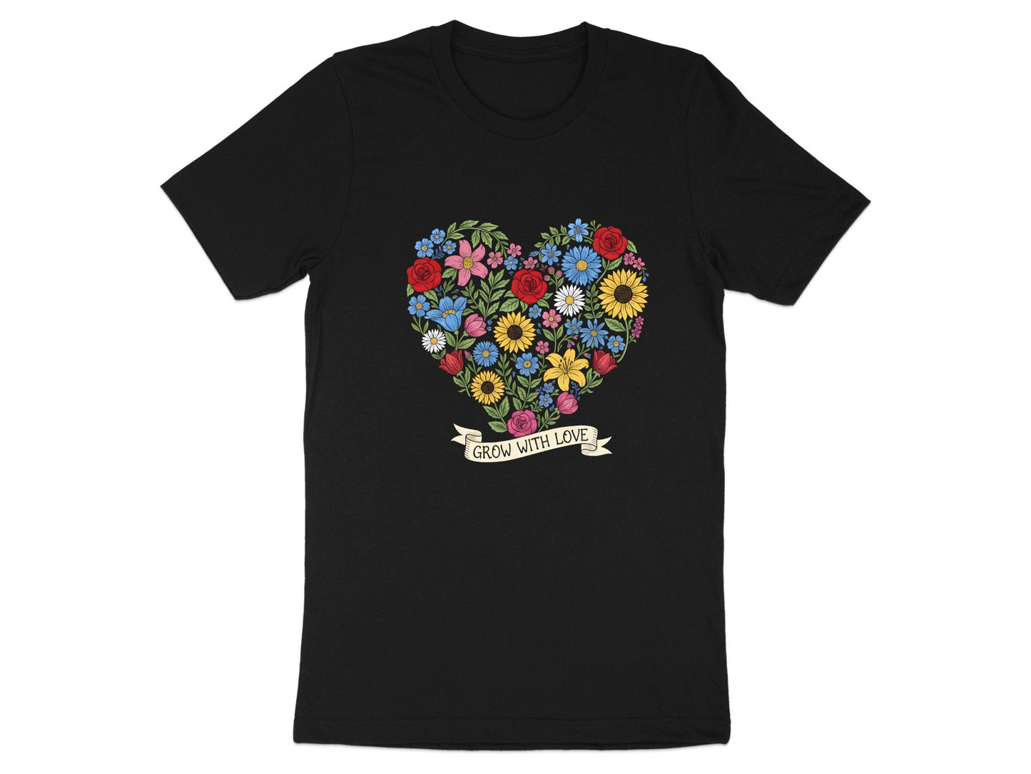 Grow With Love Floral Heart White T-Shirt