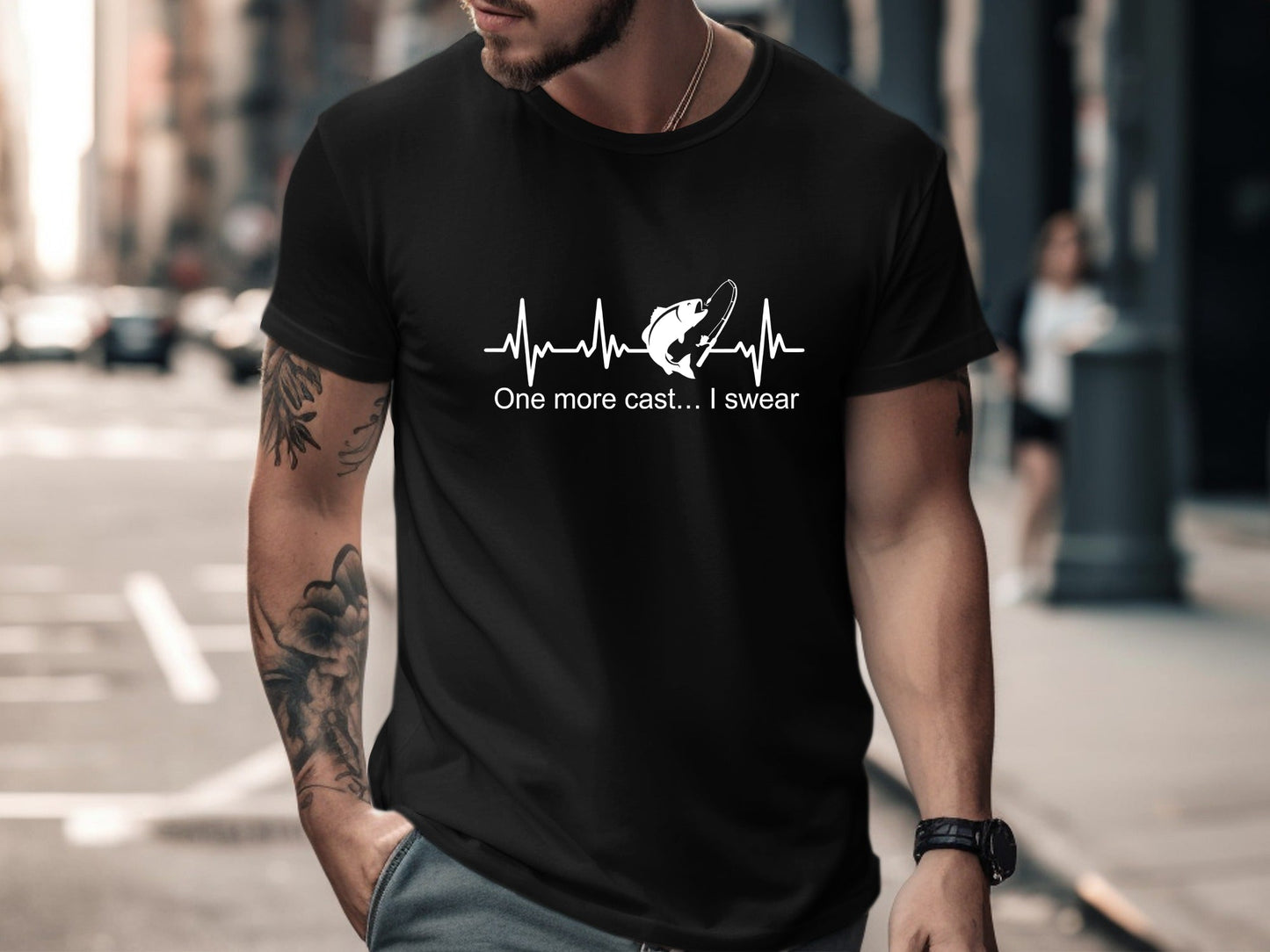 One More Cast Heartbeat Fishing T-Shirt