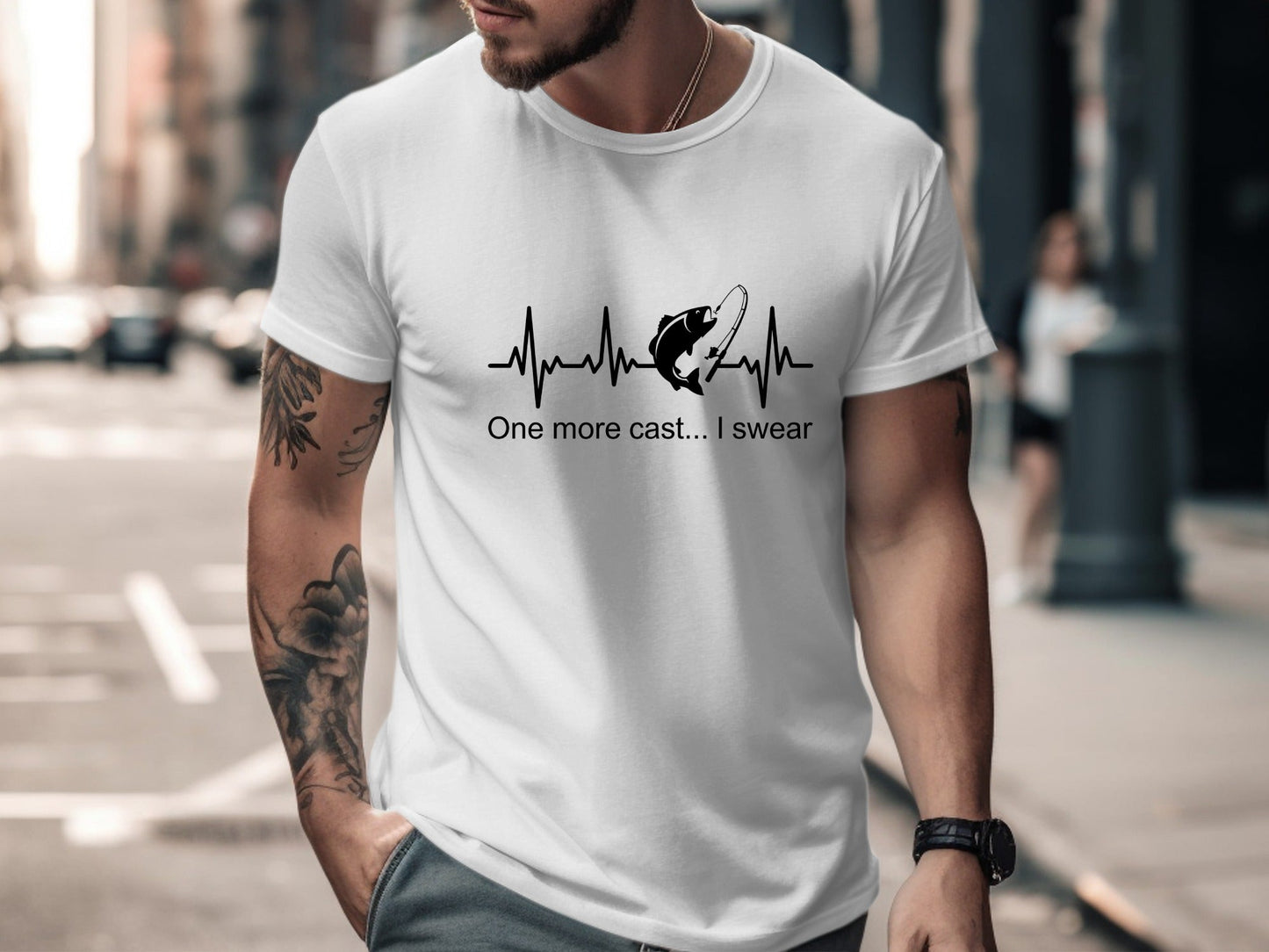 One More Cast Heartbeat Fishing T-Shirt