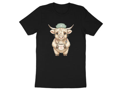 Highland Cow Nurse Fuel T-Shirt - Cute Animal Medical Tee
