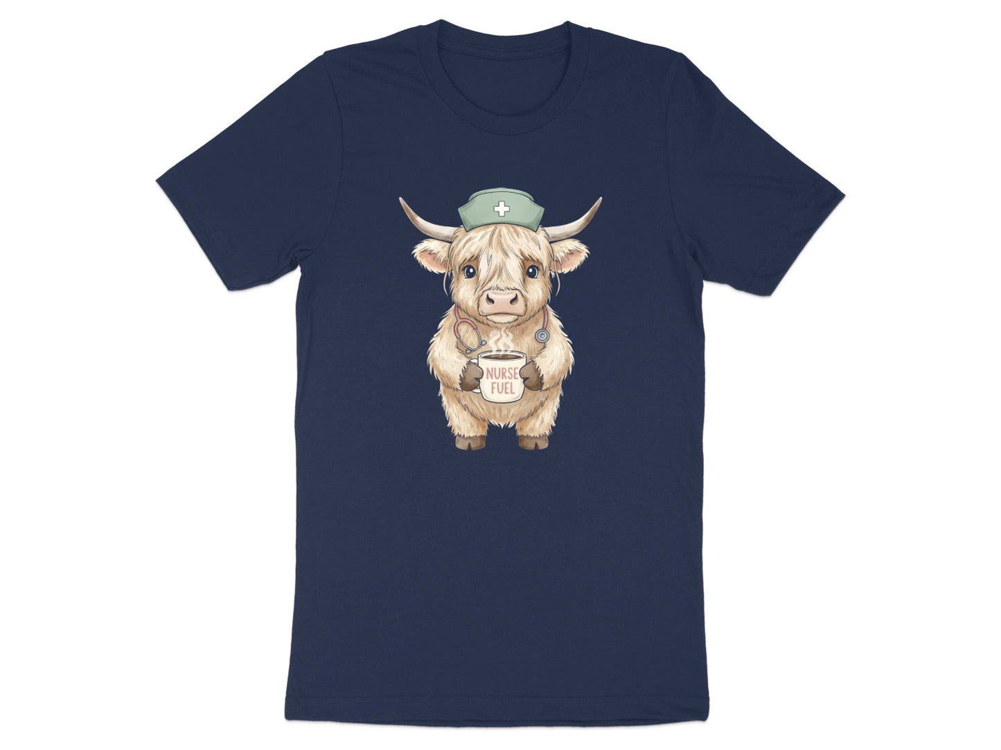 Highland Cow Nurse Fuel T-Shirt - Cute Animal Medical Tee