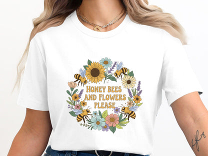 Honey Bees and Flowers Please Retro Graphic T-Shirt