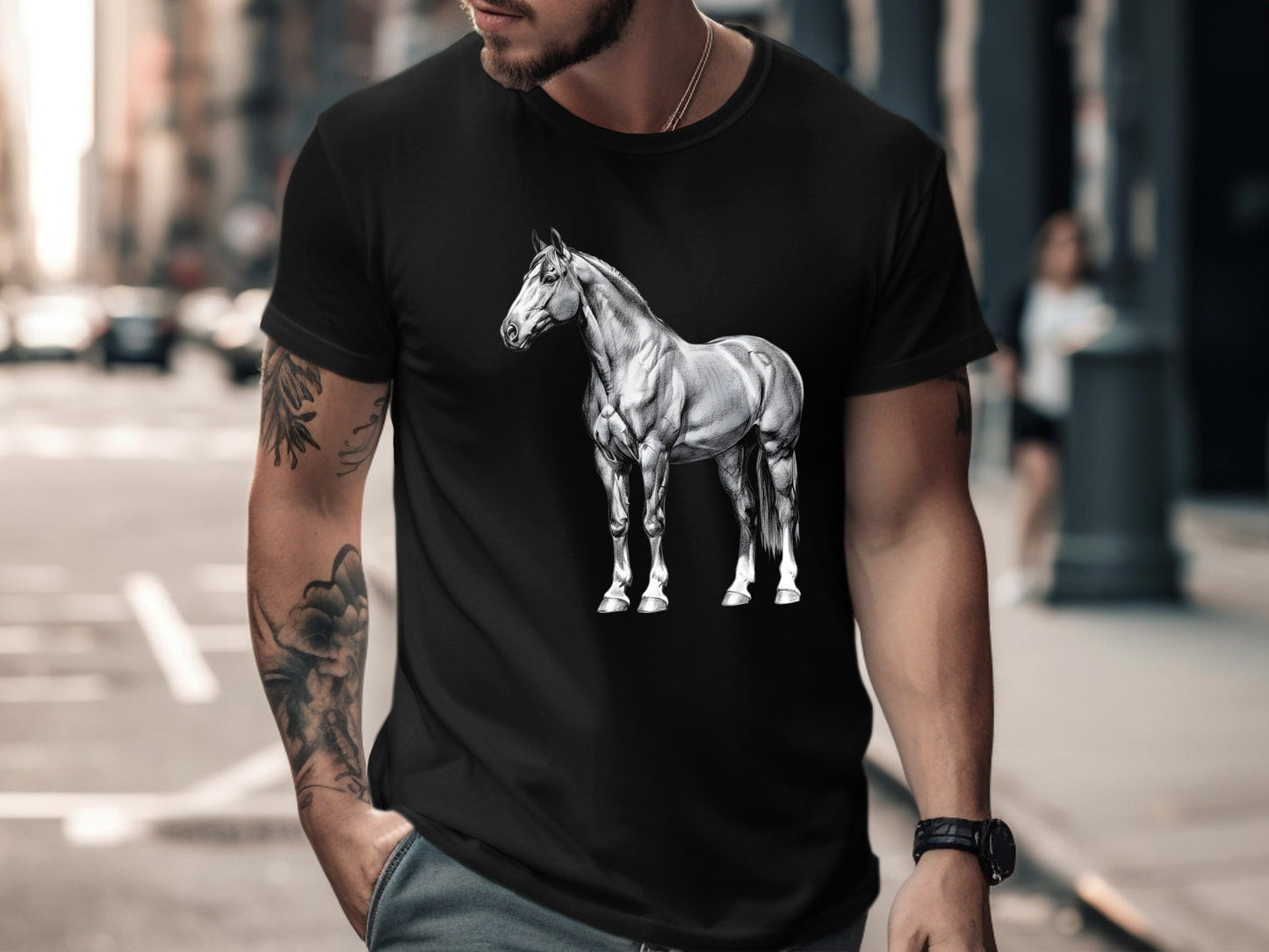 Majestic Horse Full Body Pencil Drawing T-Shirt