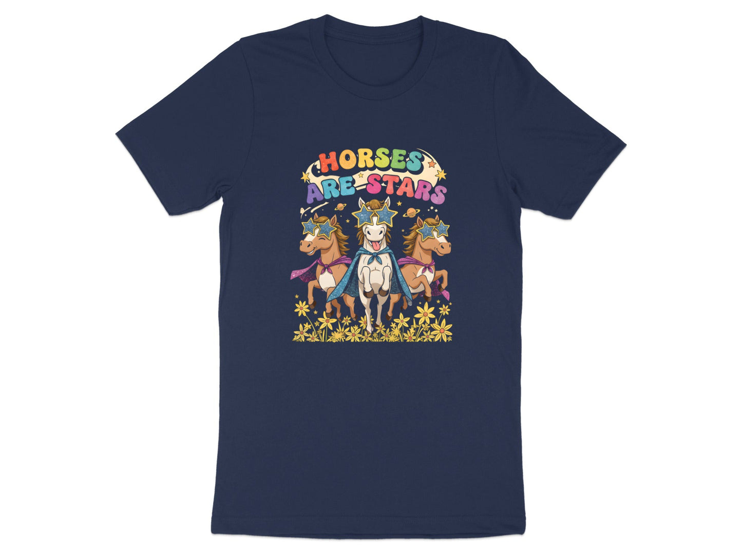 Horses Are Stars Superhero T-Shirt - Retro Kids Pony Art
