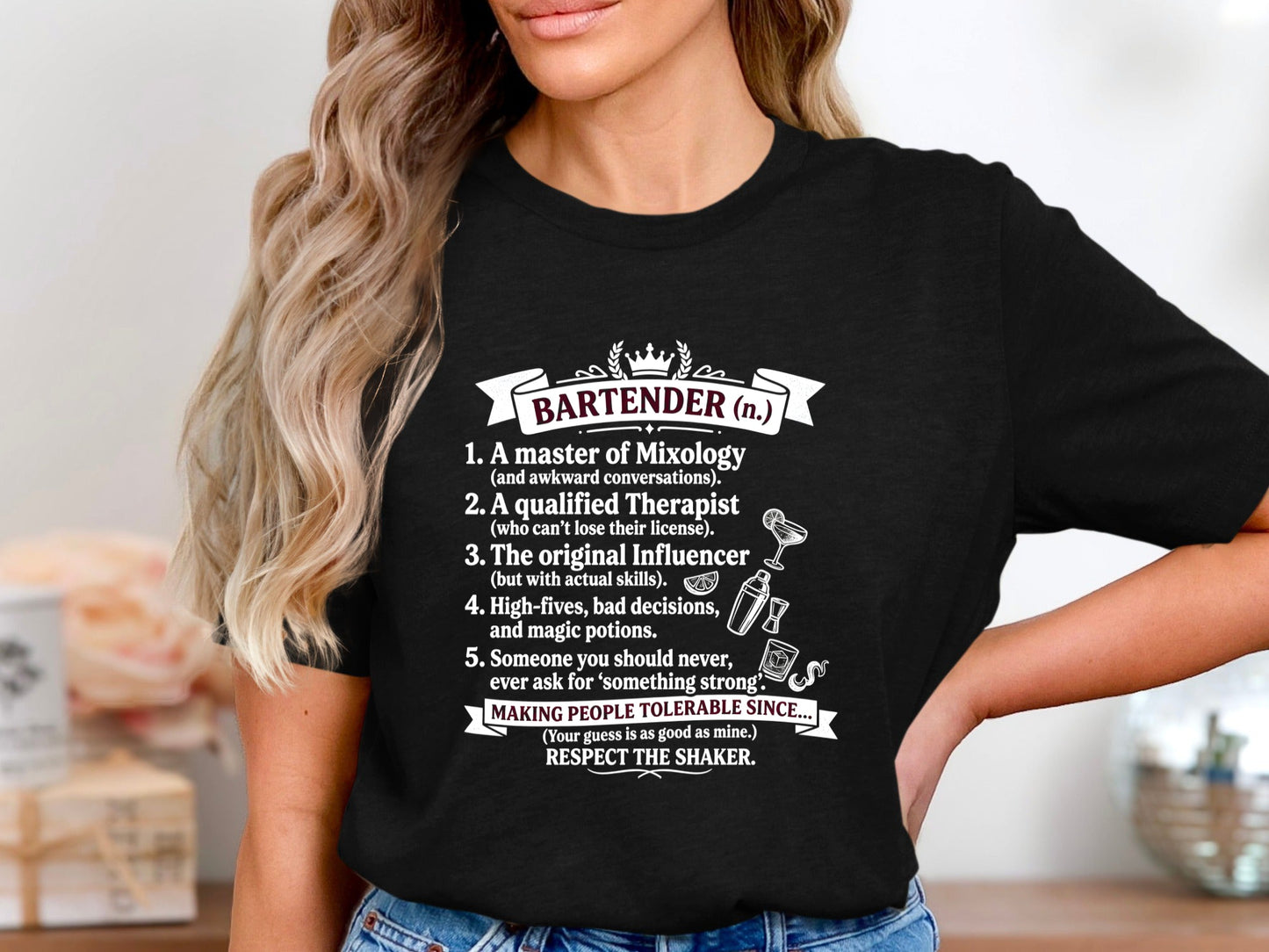 Bartender Definition Funny Work Graphic T-Shirt