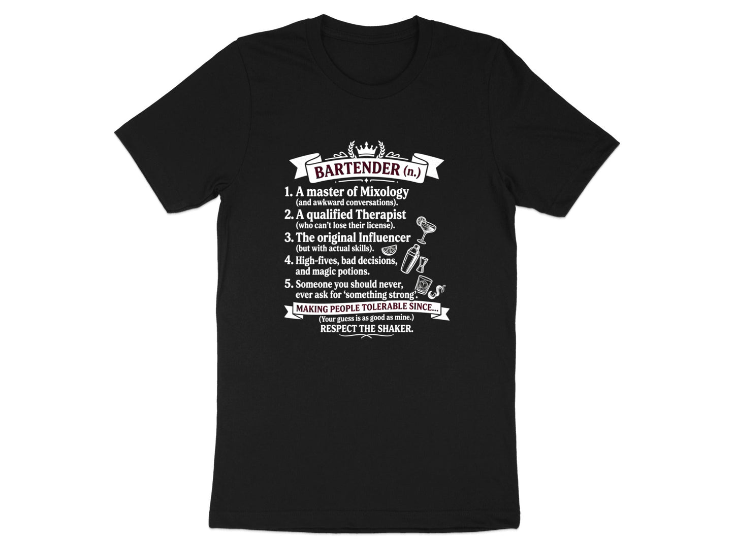 Bartender Definition Funny Work Graphic T-Shirt