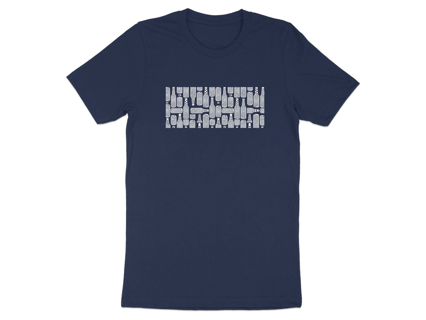 Monochrome Beer Bottle Grid Pattern T-Shirt