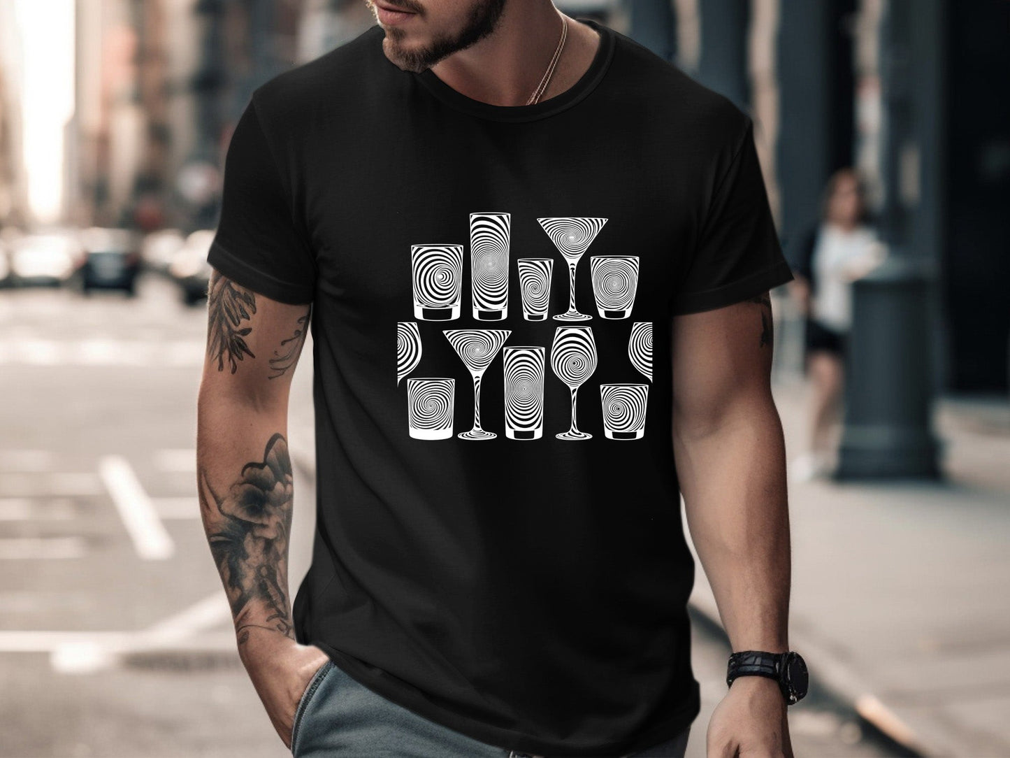 Spiral Glassware Collection Pattern T-Shirt