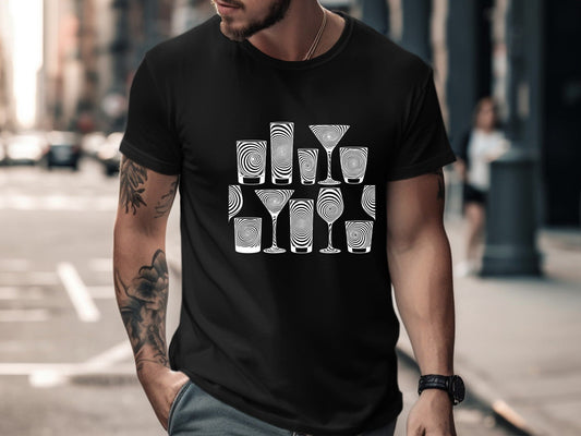 Spiral Glassware Collection Pattern T-Shirt