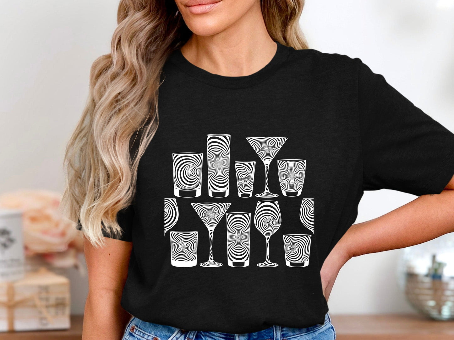 Spiral Glassware Collection Pattern T-Shirt