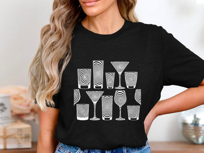 Spiral Glassware Collection Pattern T-Shirt
