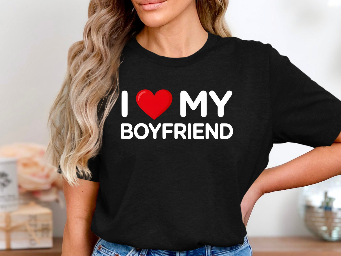 Classic I Love My Boyfriend Tee - Red Heart Graphic T-Shirt