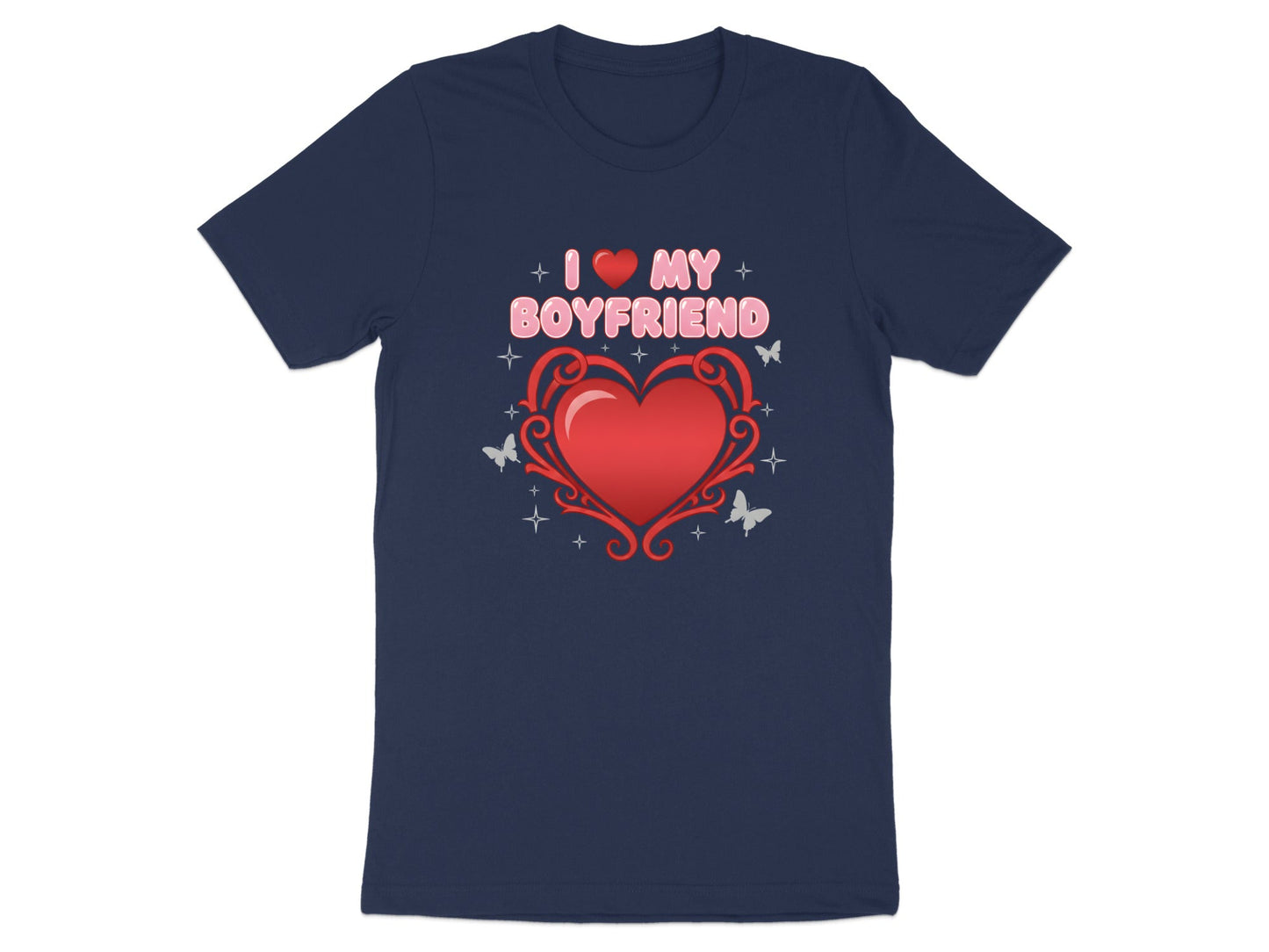 I Love My Boyfriend Filigree Heart Tee - Retro Romantic Graphic
