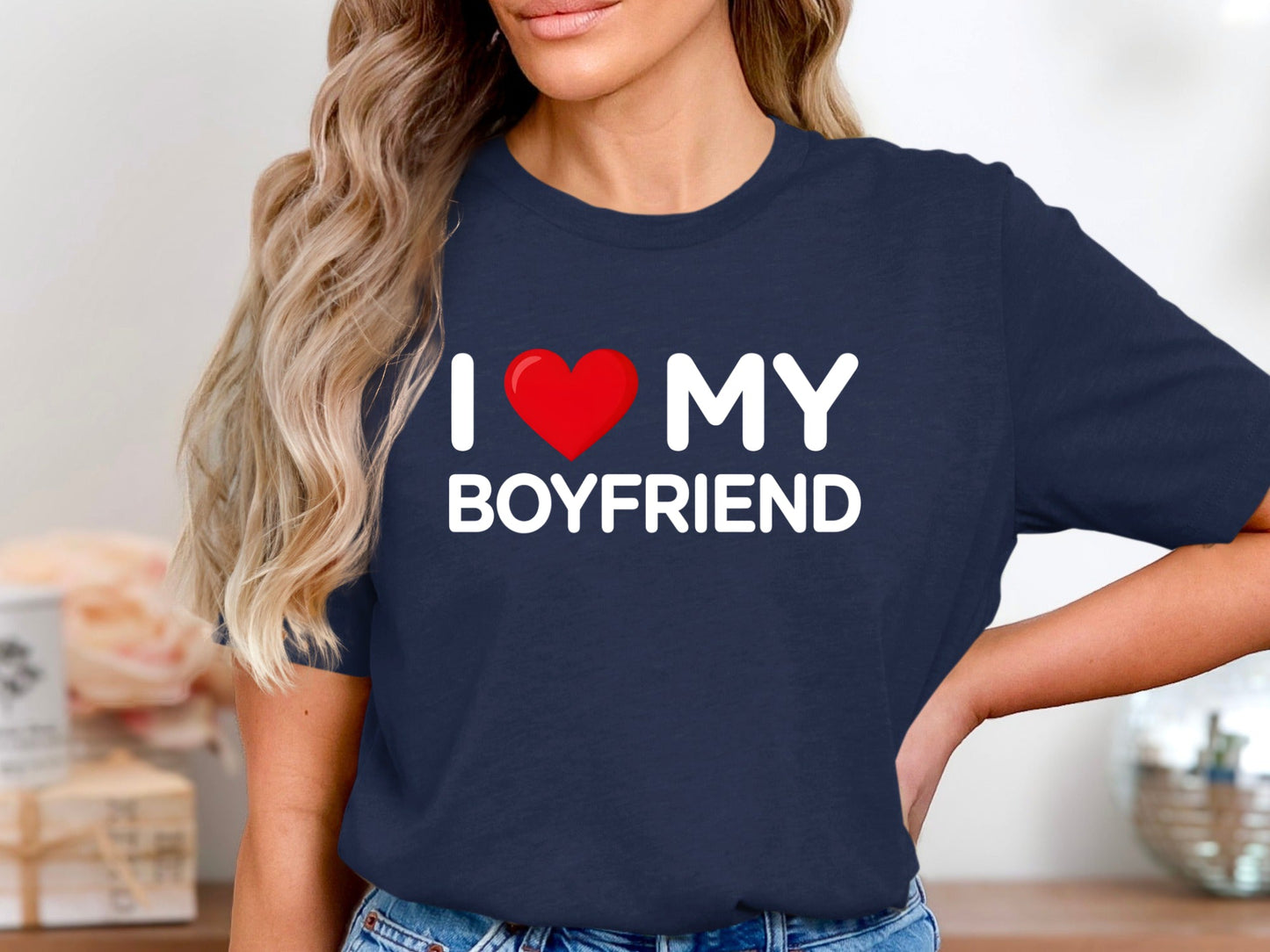 Classic I Love My Boyfriend Tee - Red Heart Graphic T-Shirt