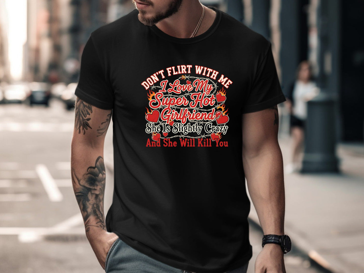 Don't Flirt With Me I Love My Super Hot Girlfriend Tee - Edgy Gothic Graphic