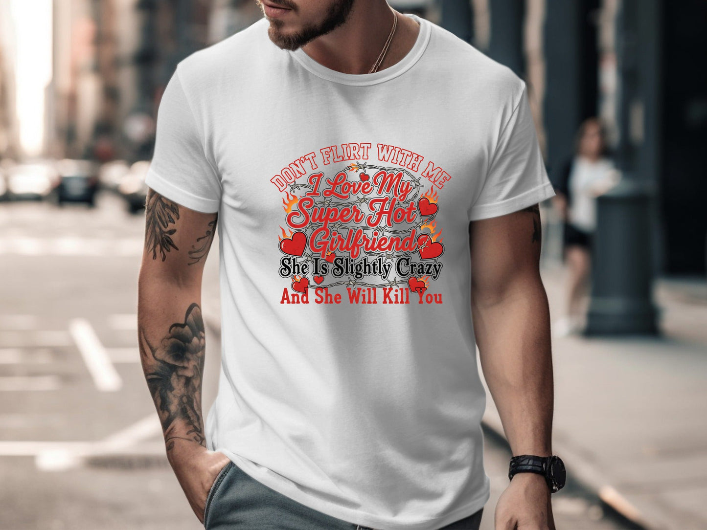 Don't Flirt With Me I Love My Super Hot Girlfriend Tee - Edgy Gothic Graphic