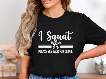 I Squat See Back For Detail Funny Weightlifting T-Shirt