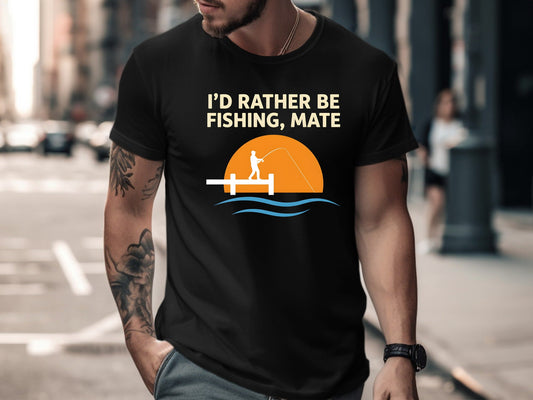 I'd Rather Be Fishing Mate Sunset Jetty T-Shirt