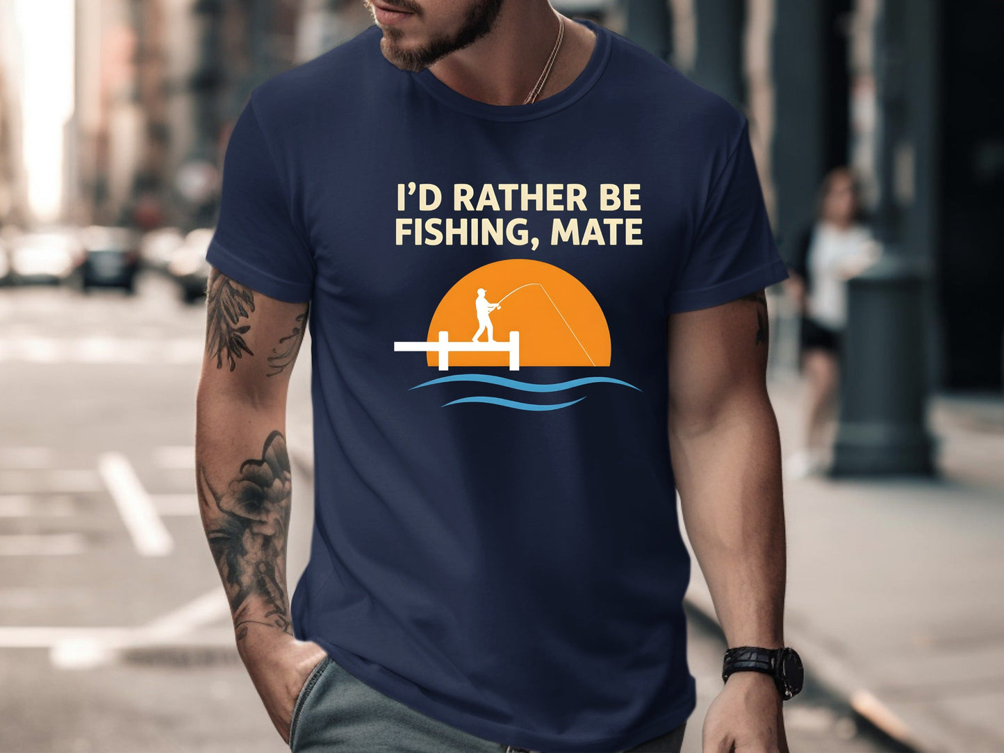 I'd Rather Be Fishing Mate Sunset Jetty T-Shirt