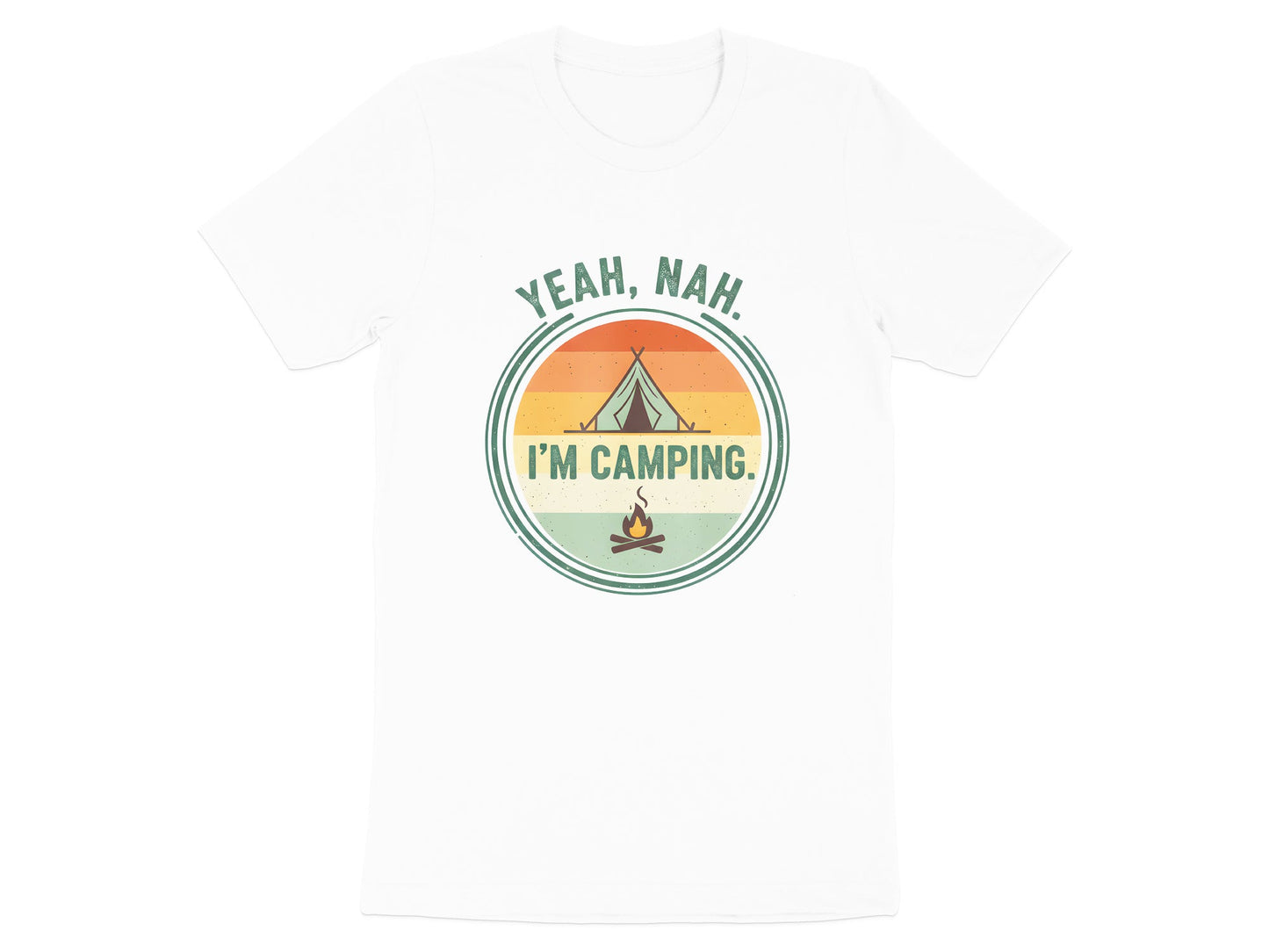 Yeah, Nah. I'm Camping. Retro Sunset T-Shirt
