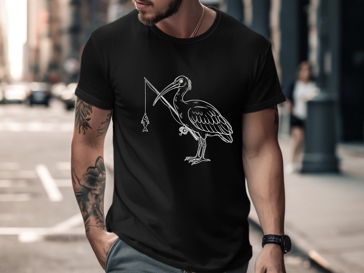 Australian Ibis Fisherman Line Art T-Shirt