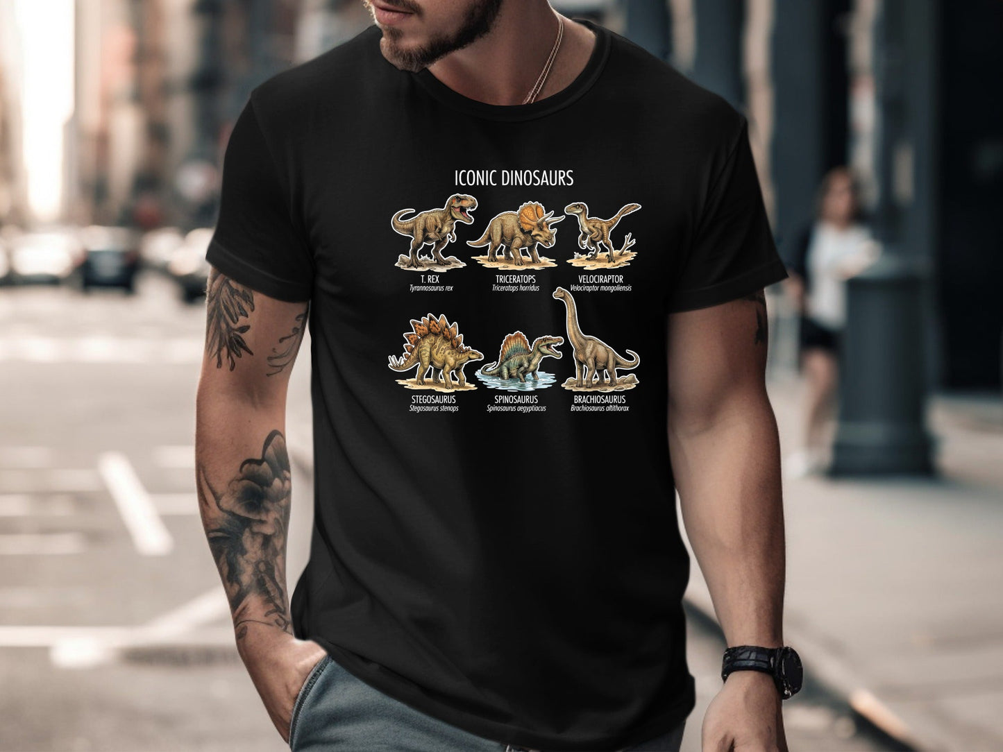 Iconic Dinosaurs Educational Poster T-Shirt - Science & Nature