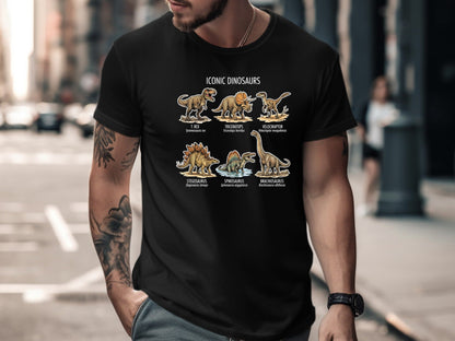 Iconic Dinosaurs Educational Poster T-Shirt - Science & Nature