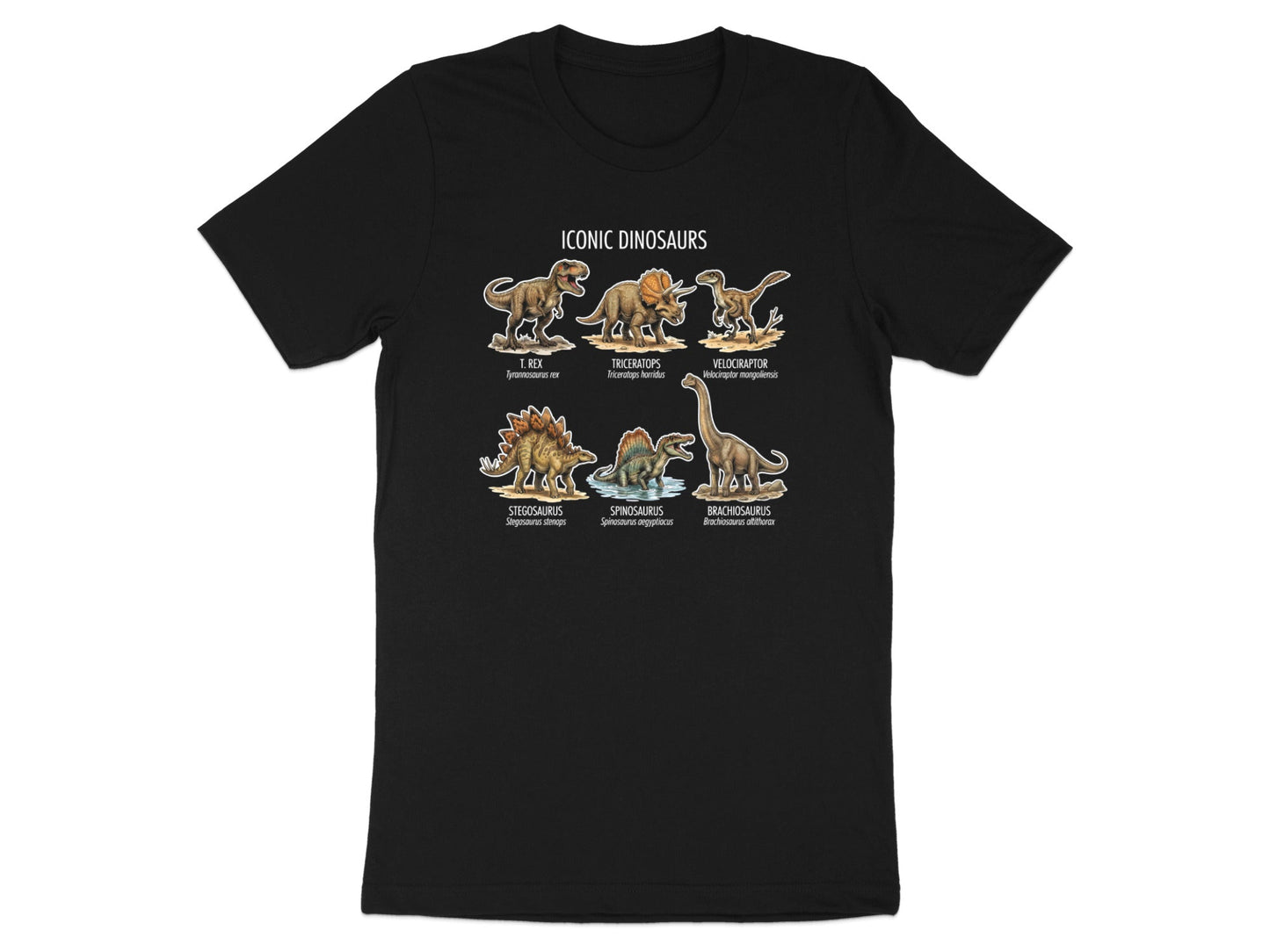 Iconic Dinosaurs Educational Poster T-Shirt - Science & Nature