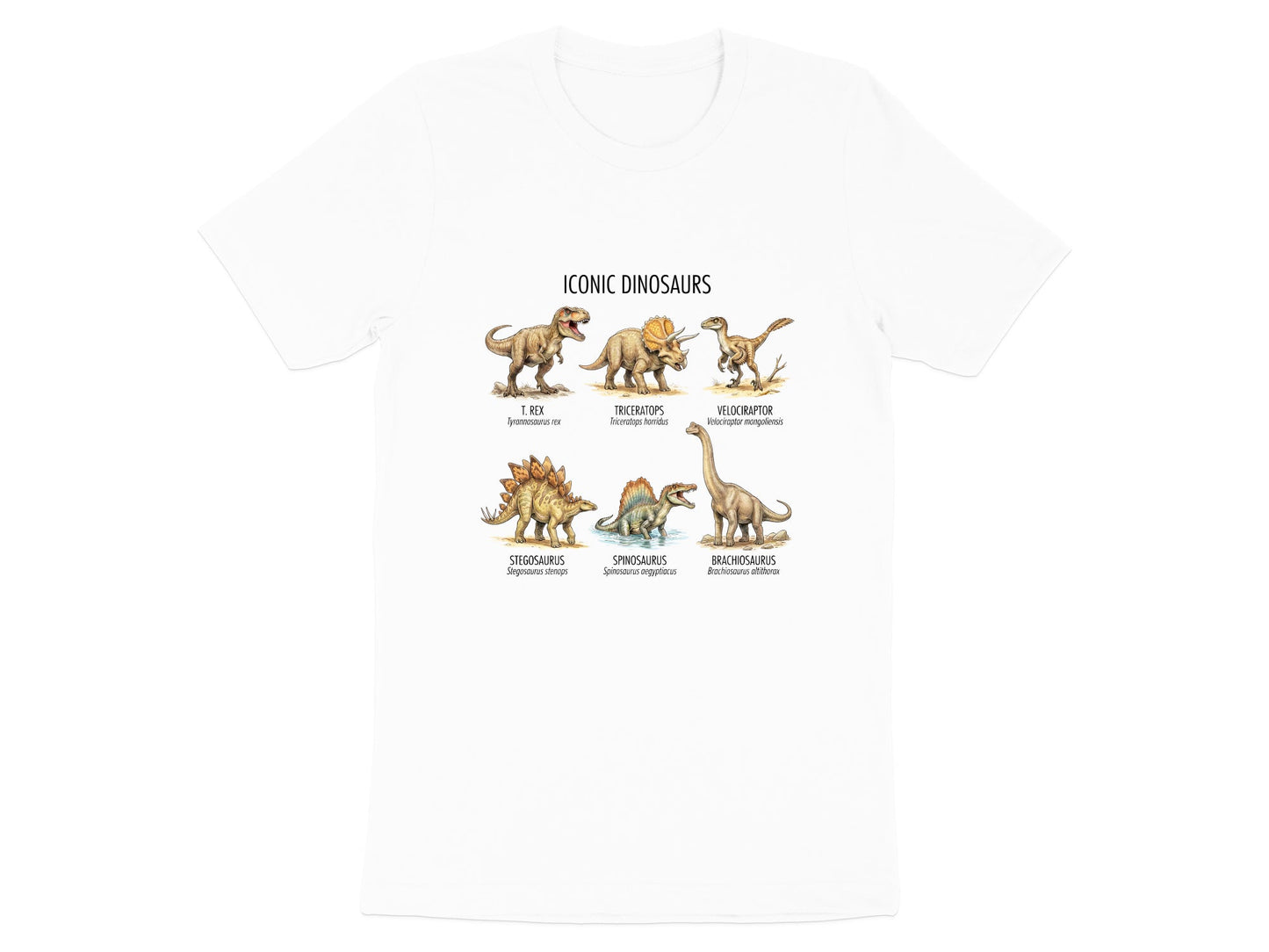 Iconic Dinosaurs Educational Poster T-Shirt - Science & Nature