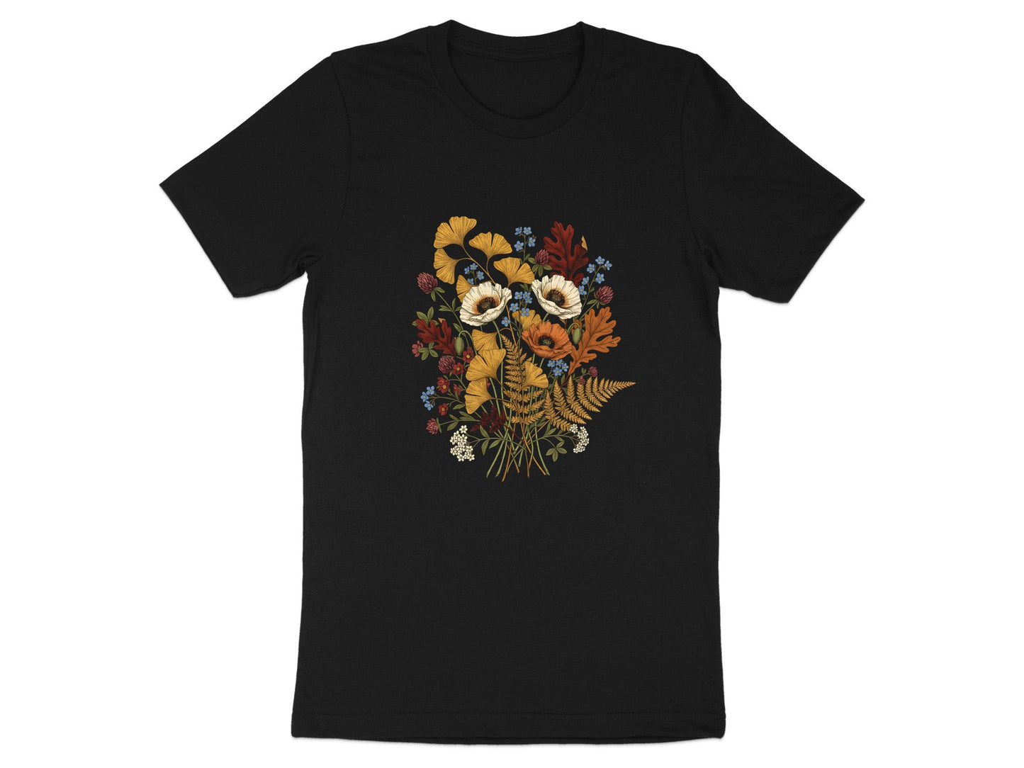 Autumn Harvest Botanical Bouquet White T-Shirt