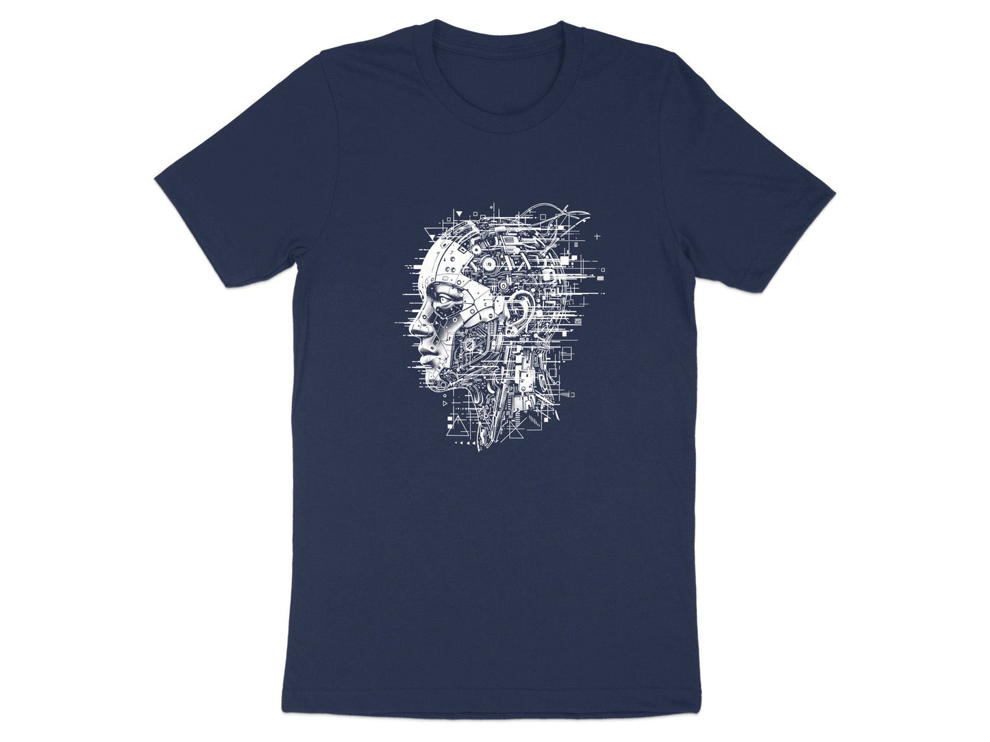 Cybernetic Profile Glitch Art T-Shirt