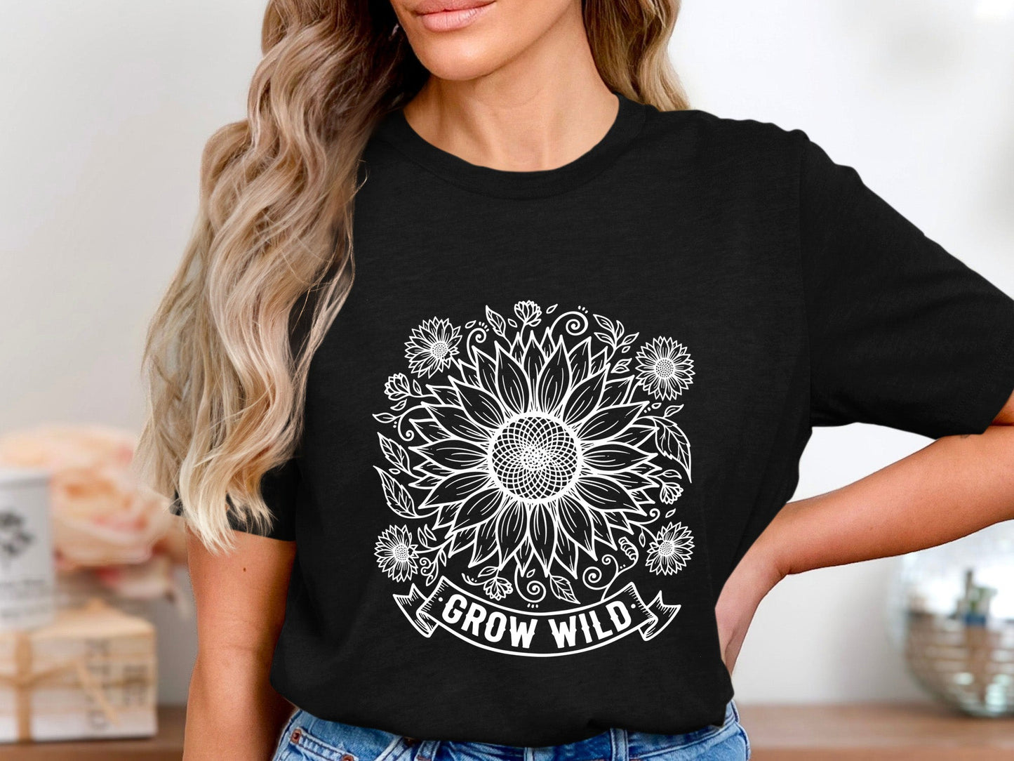 Grow Wild Sunflower Retro Graphic T-Shirt