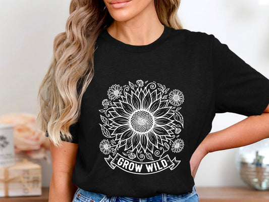 Grow Wild Sunflower Retro Graphic T-Shirt