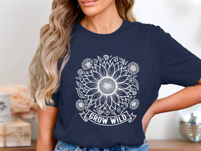 Grow Wild Sunflower Retro Graphic T-Shirt