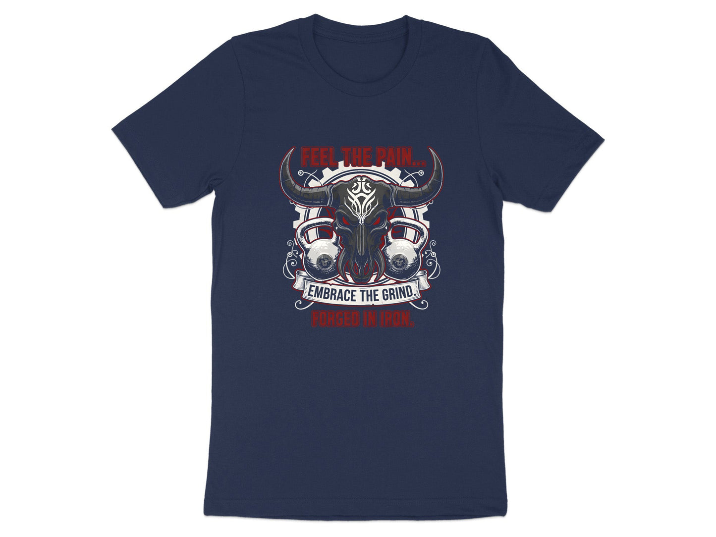 Embrace The Grind Bull Skull Forged In Iron Gym T-Shirt