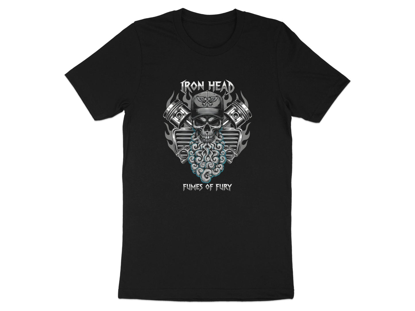 Iron Head Biker Skull 'Fumes of Fury' Graphic T-Shirt