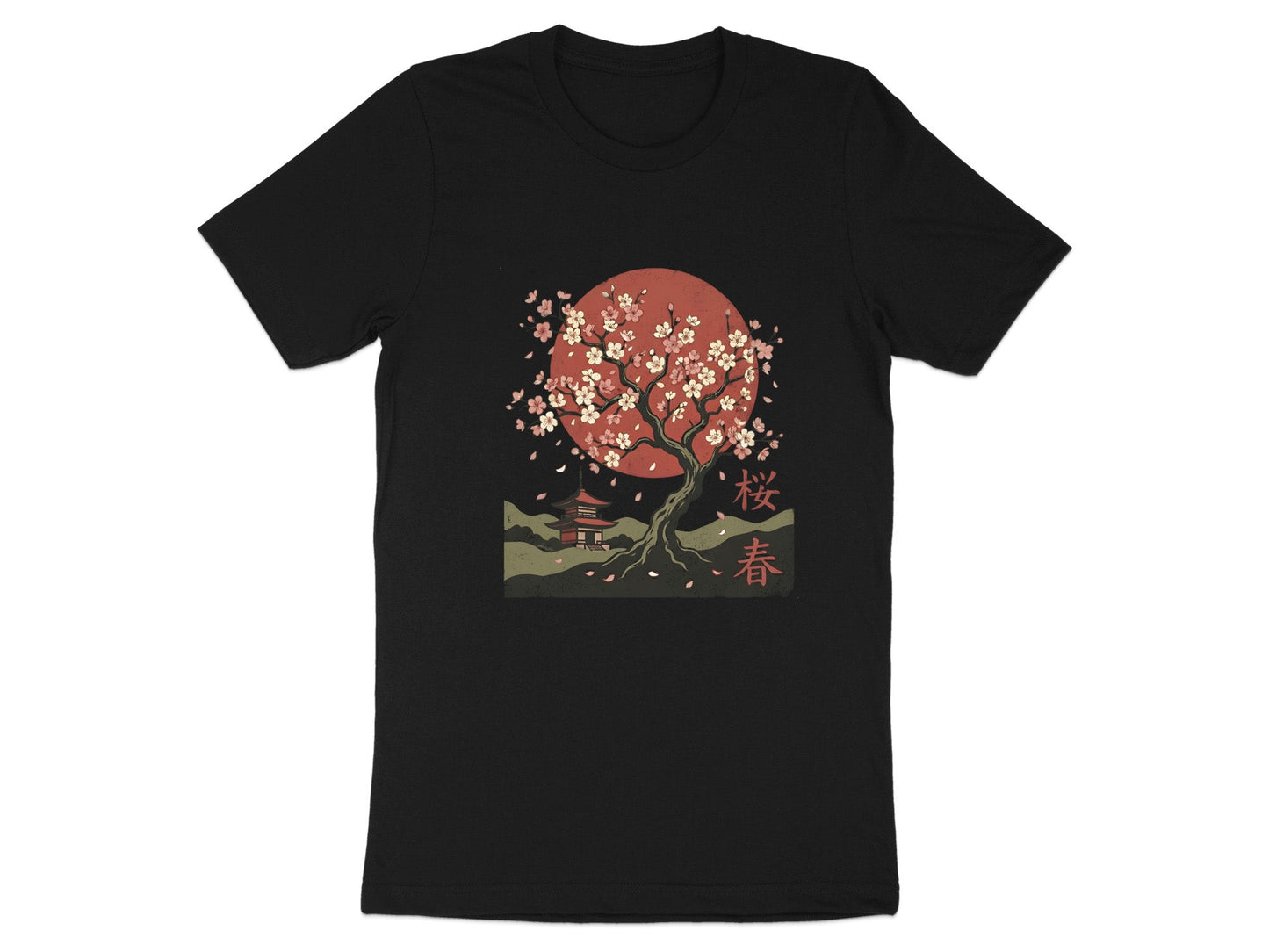 Japanese Sakura Pagoda Scene T-Shirt