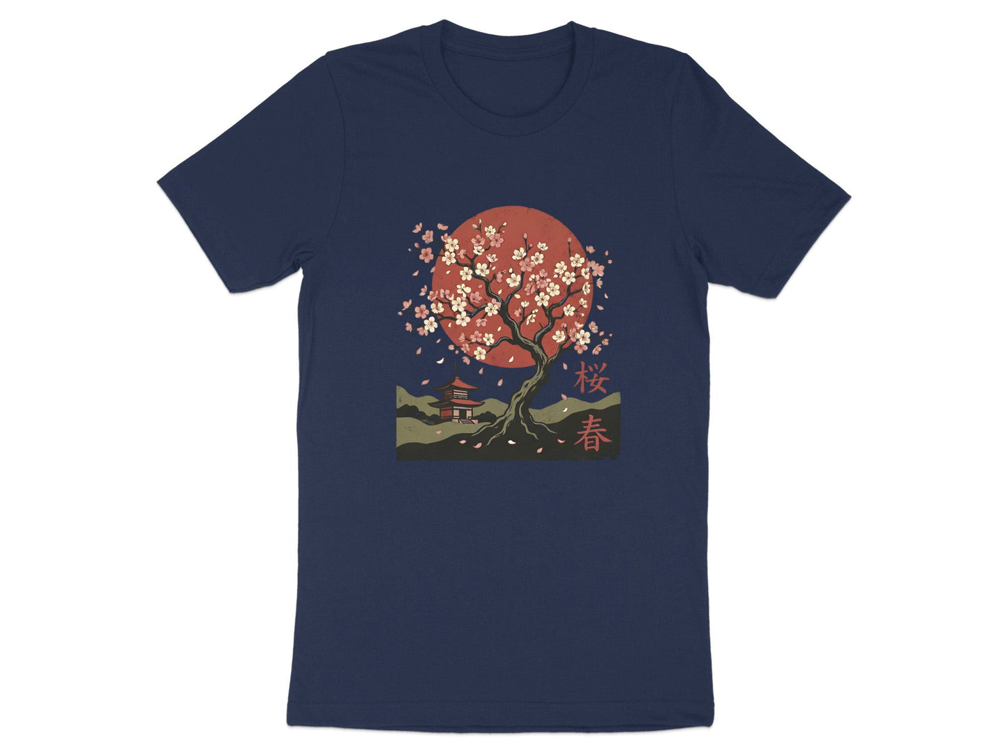 Japanese Sakura Pagoda Scene T-Shirt