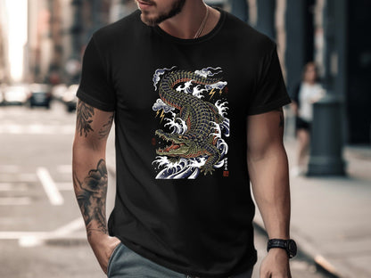 Japanese Style Crocodile Art T-Shirt - Irezumi Inspired