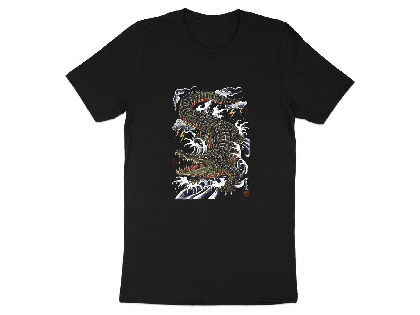 Japanese Style Crocodile Art T-Shirt - Irezumi Inspired