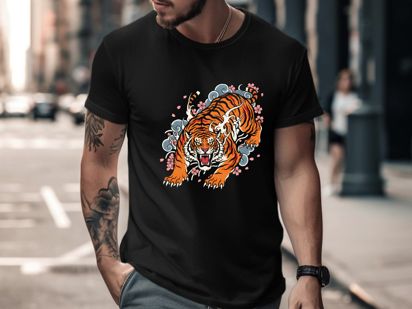 Japanese Irezumi Tiger Tattoo Art T-Shirt