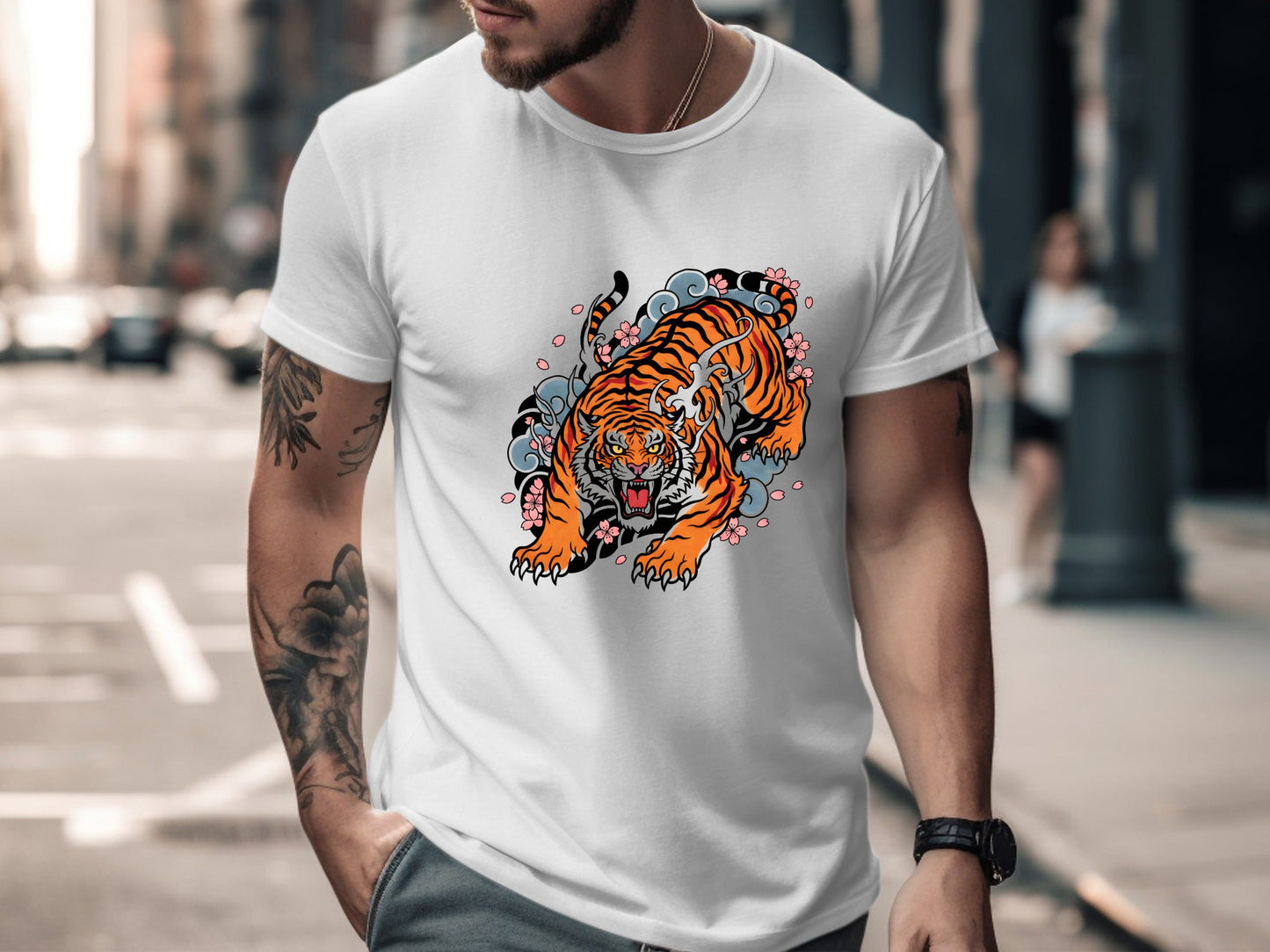 Japanese Irezumi Tiger Tattoo Art T-Shirt