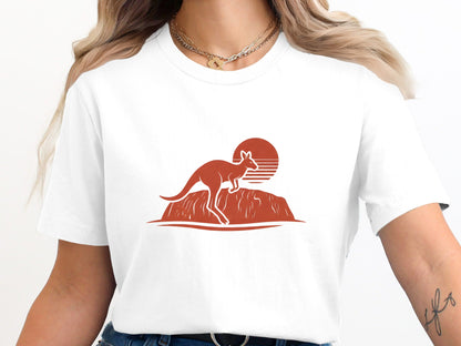 Kangaroo Jumping Sunset Silhouette Men's Tee