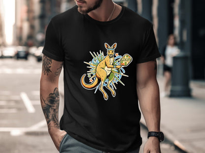 Aussie Kangaroo Sporty Pickleball Graphic T-Shirt