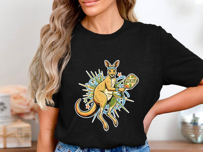 Aussie Kangaroo Sporty Pickleball Graphic T-Shirt